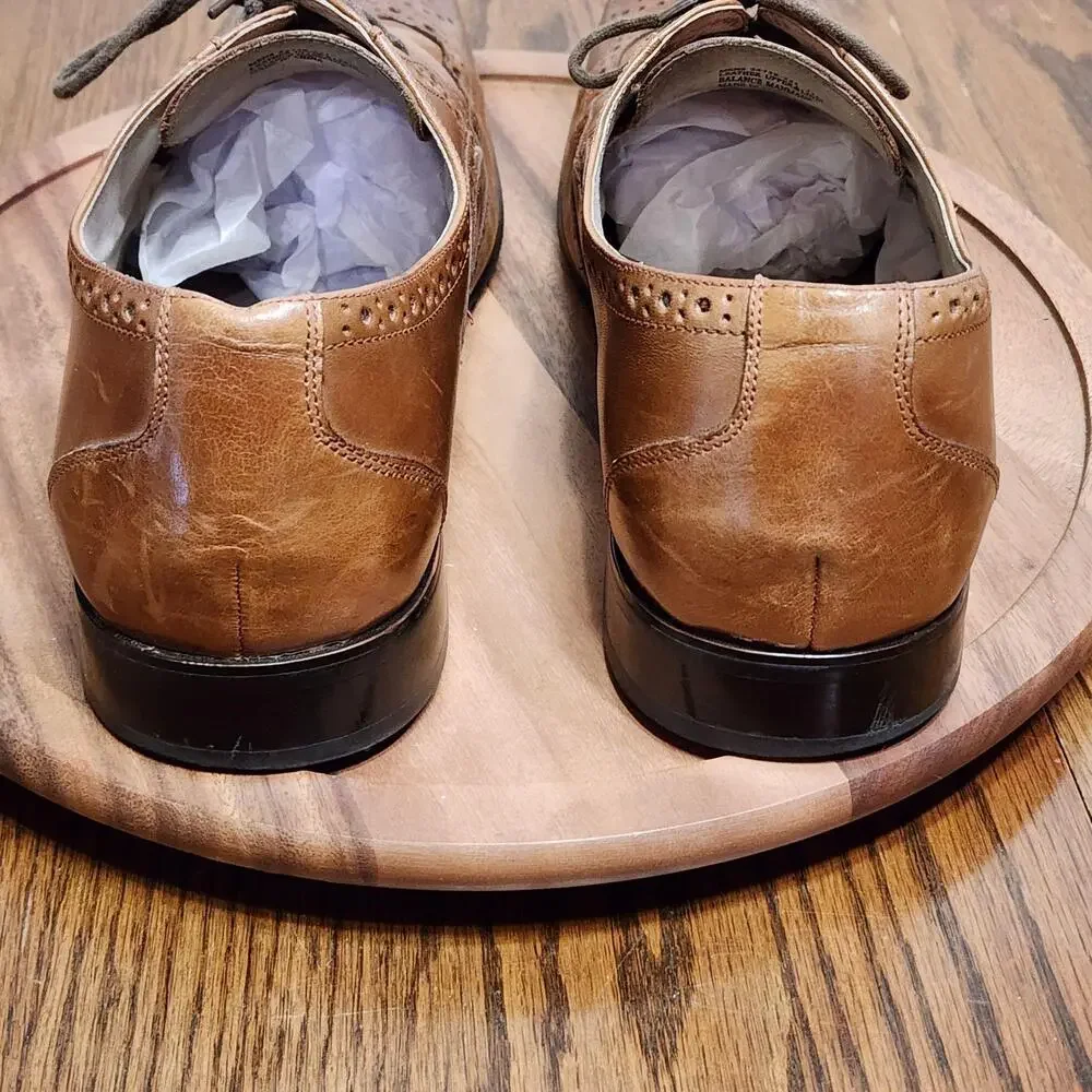 Stacy Adams Dress Shoes Mens Size 11 Brown Leather Brogue Wingtip 24738-221